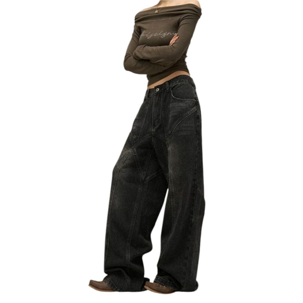 NEW Real Takai black baggy wide leg rodeo denim Japan unisex‎ jeans XL